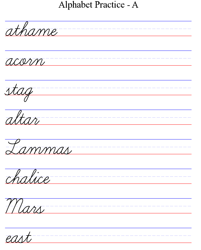 Alphabet Cursive Practice