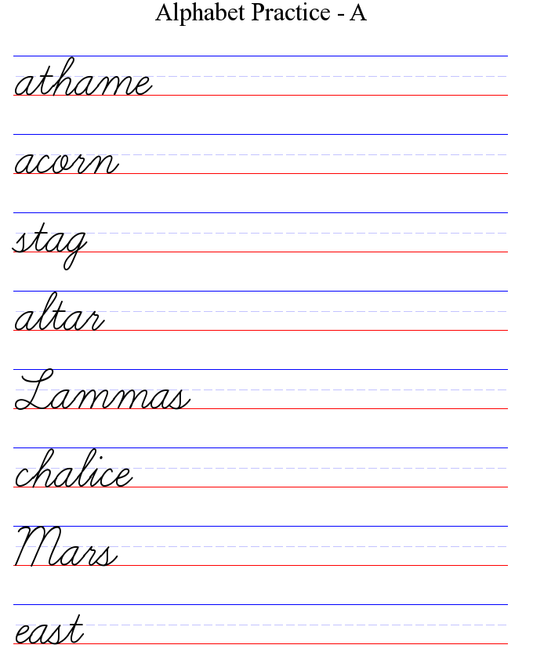 Alphabet Cursive Practice