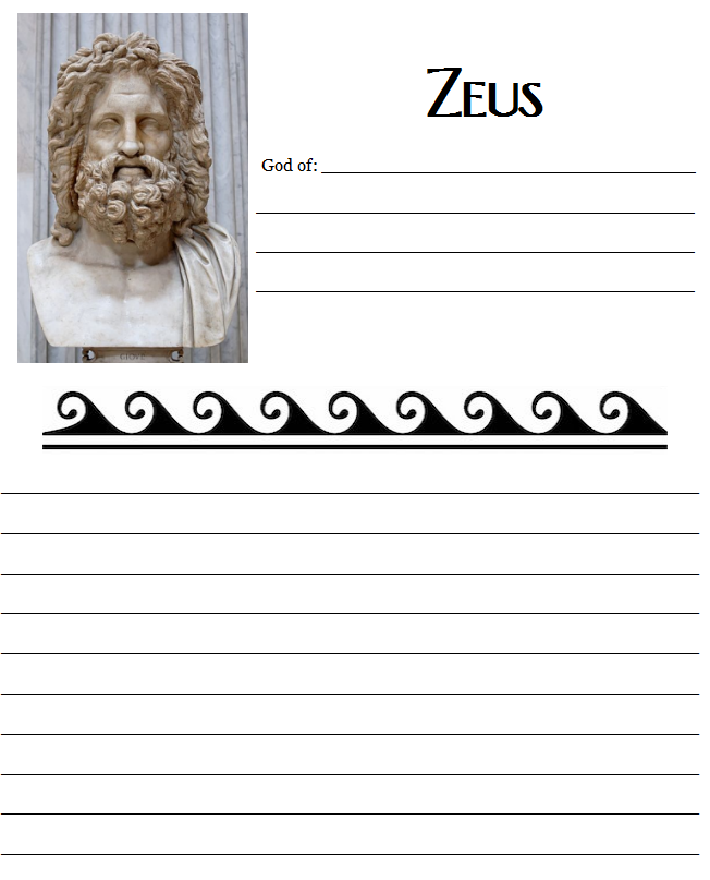 Greek Deities Notebooking Pages