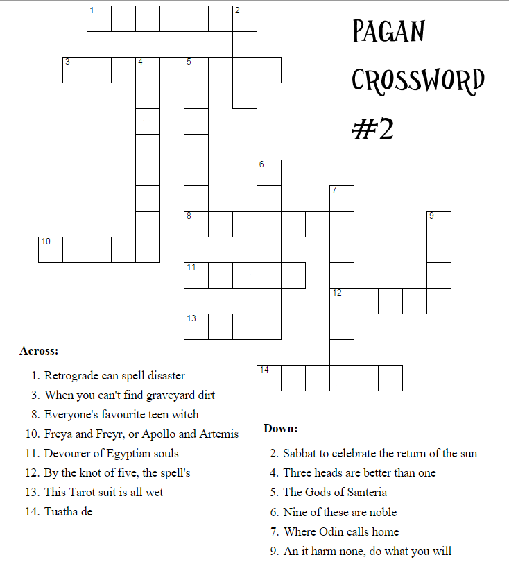 Pagan Crossword Puzzles