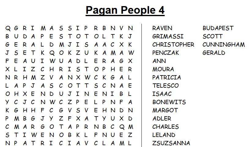 Pagan People Wordsearch