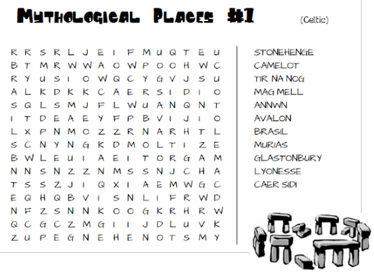 Mythical Places Word Search