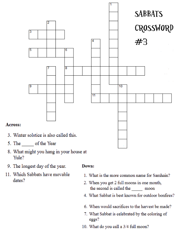 Sabbats Crossword Puzzles