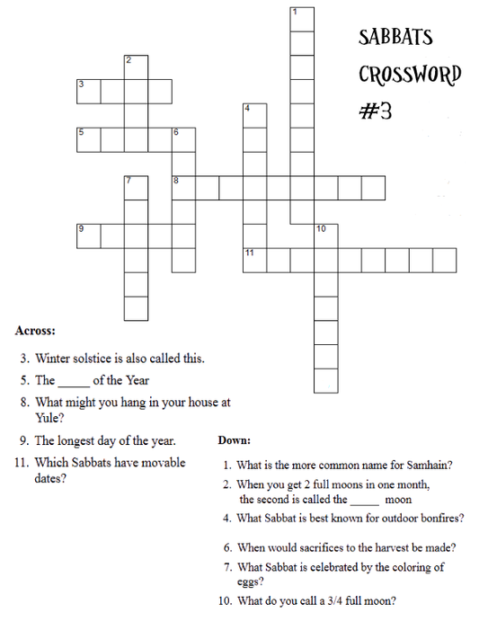 Sabbats Crossword Puzzles