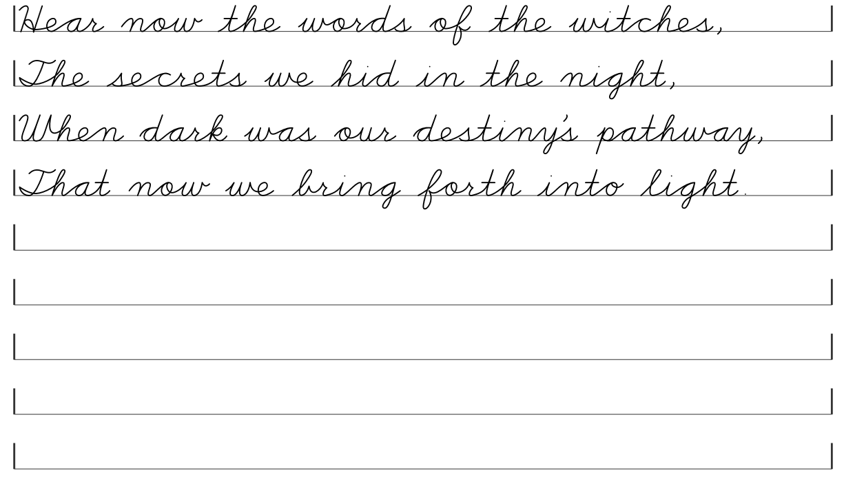 Witches Creed Cursive Practice