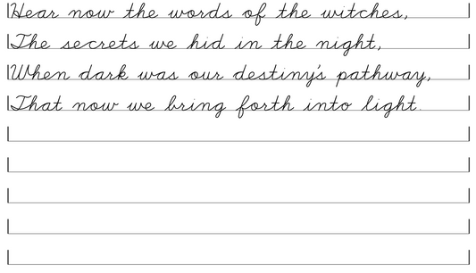 Witches Creed Cursive Practice