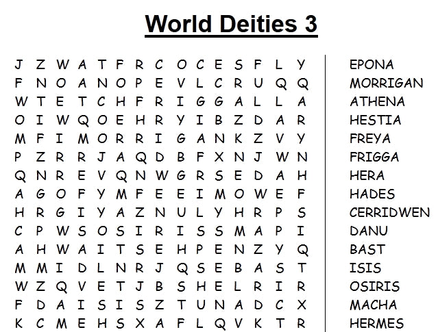 Deities Word Searches