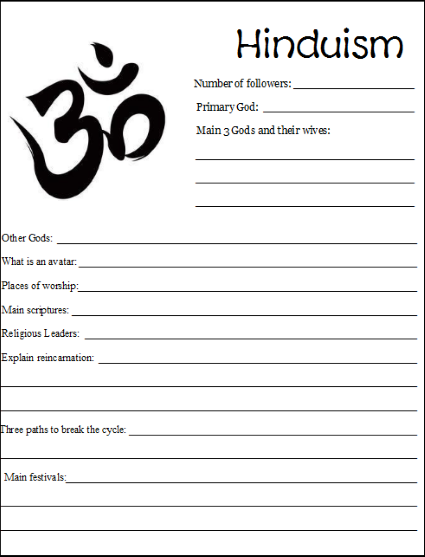 World Religions Notebooking Pages